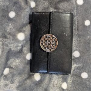 Coach Black Leather Wallet with Silver Accent